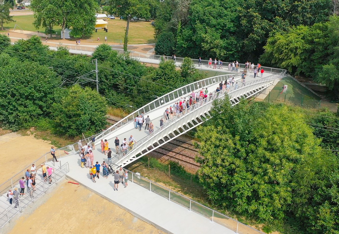 Drone inauguration passerelle BPlanchais Hermitage juin2023 4 Passerelle de l’Hermitage – Zac du Lindon (35)